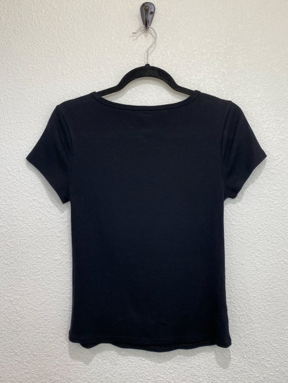 Old Navy Square-Neck T-Shirt Ribbed Basic Black Large - Picture 3 of 4